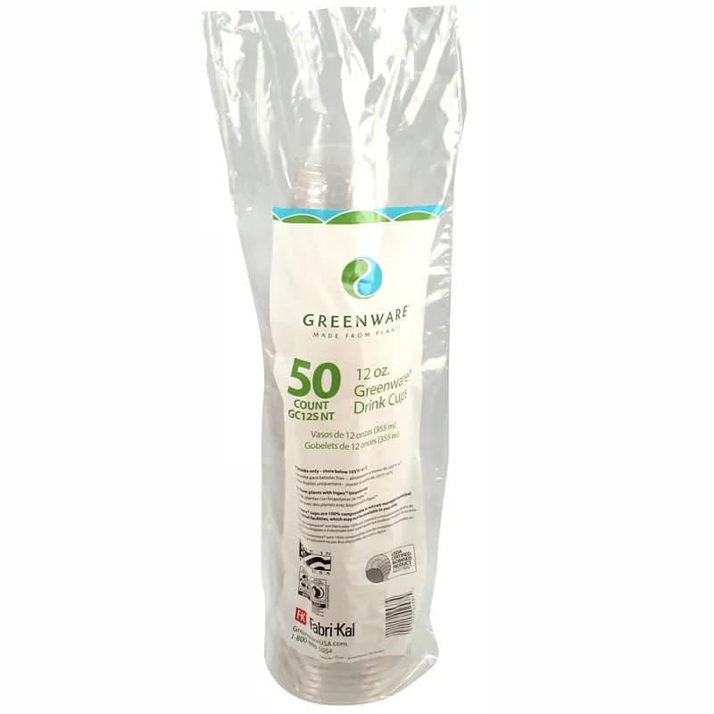 Greenware® Cold Cup Squat 12-14 OZ PLA Clear 98MM 1000/Case