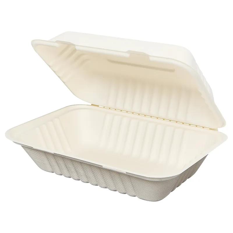 Victoria Bay Hoagie & Sub Take-Out Container Hinged 9X6X3 IN Plant Fiber White 250/Case