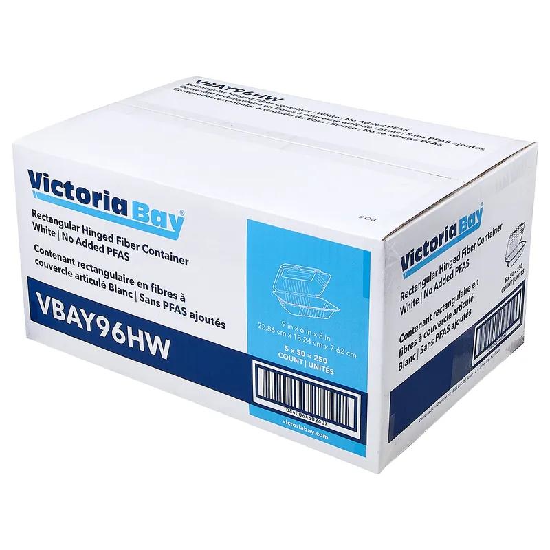Victoria Bay Hoagie & Sub Take-Out Container Hinged 9X6X3 IN Plant Fiber White 250/Case