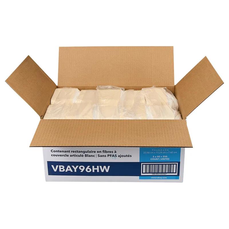 Victoria Bay Hoagie & Sub Take-Out Container Hinged 9X6X3 IN Plant Fiber White 250/Case