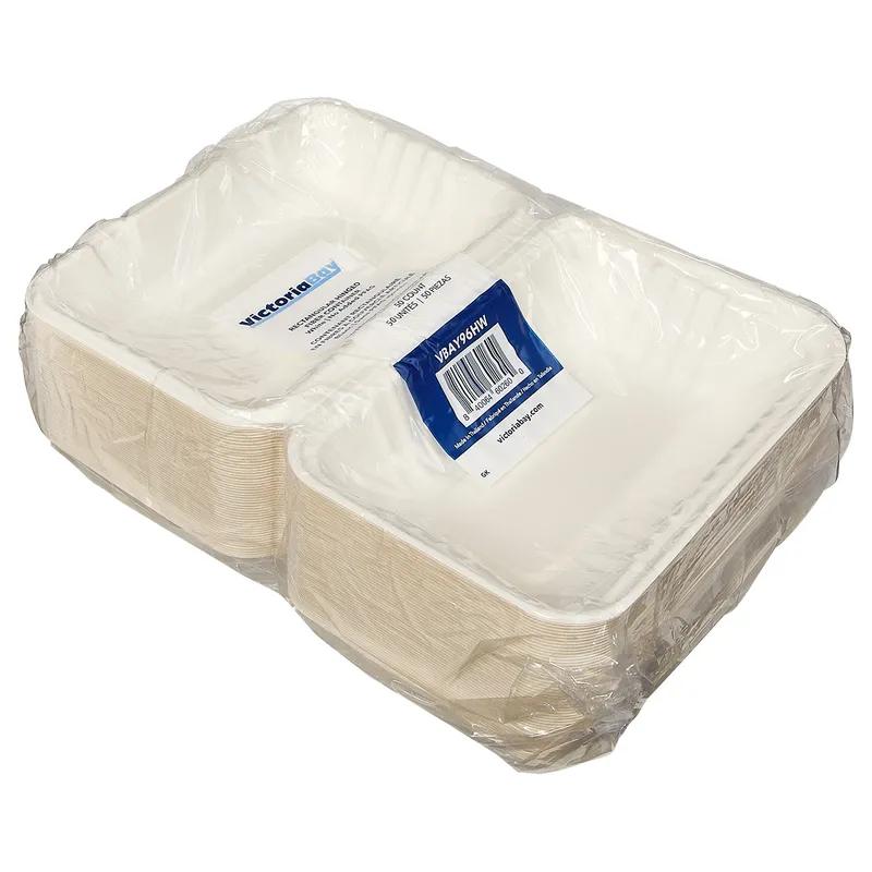 Victoria Bay Hoagie & Sub Take-Out Container Hinged 9X6X3 IN Plant Fiber White 250/Case