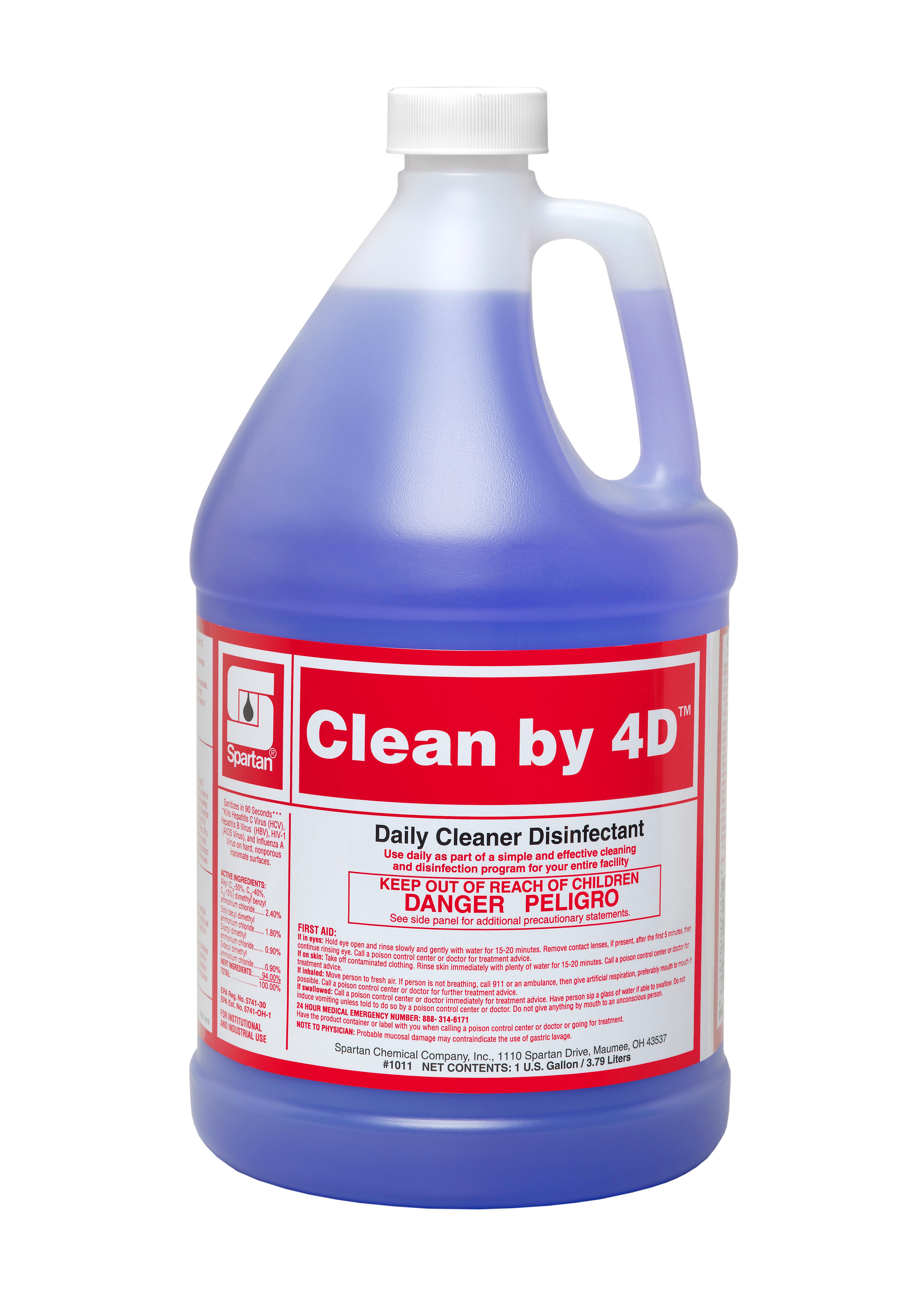 Clean by 4D® Light Fresh One-Step Disinfectant 1 GAL Daily Multi Surface Mild Acid Concentrate Bactericidal 4/Case