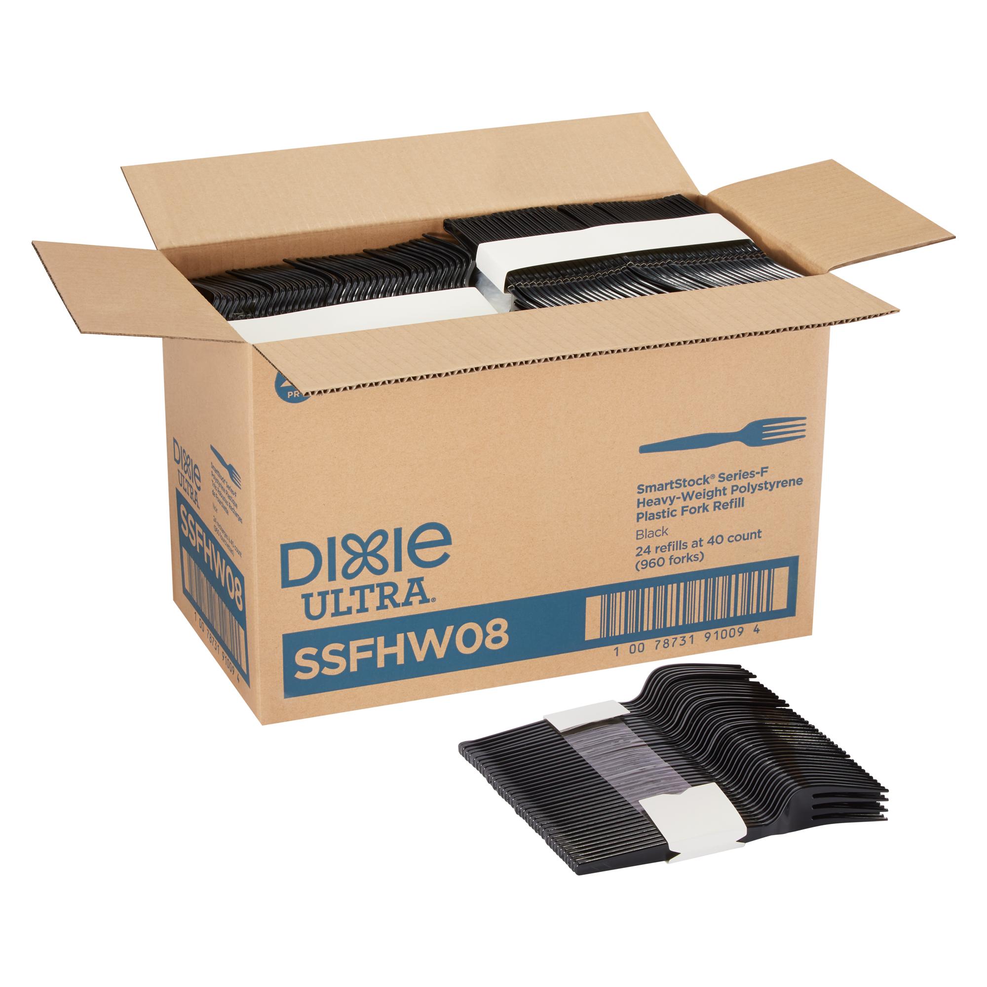 Dixie® Ultra SmartStock® Series-F Fork PS Black Heavyweight Refill 40 Count/Pack 24 Packs/Case 960 Count/Case