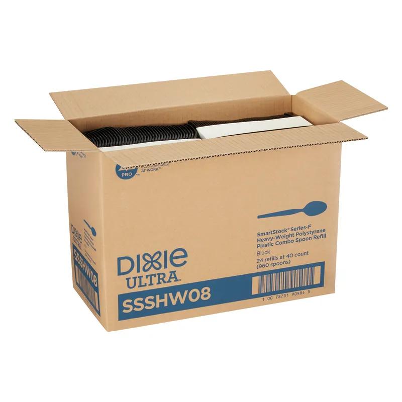 Dixie® Ultra SmartStock® Series-F Spoon PS Black Heavyweight Refill Combo 40 Count/Pack 24 Packs/Case 960 Count/Case
