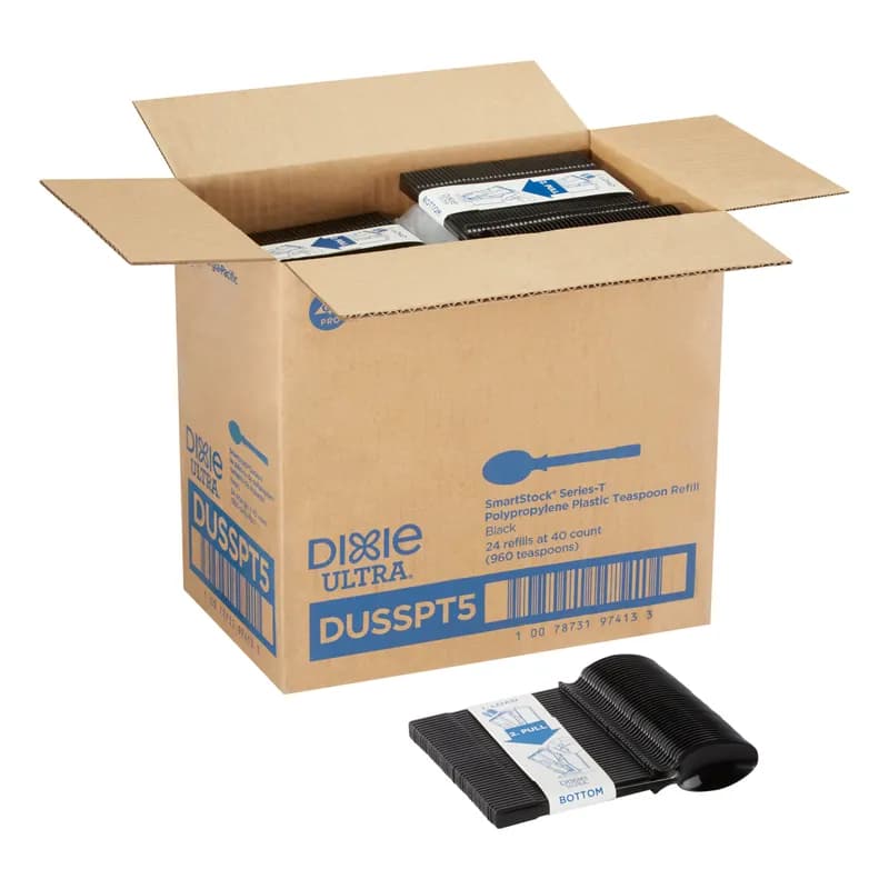 Dixie® Ultra SmartStock® Series-T Teaspoon PP Black Heavy Duty Refill 960/Case