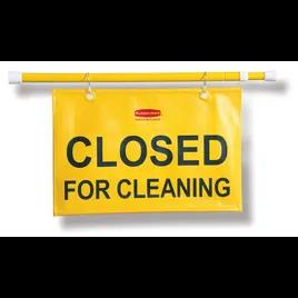 Hanging Sign 13X28X13 IN Closed For Cleaning Yellow Plastic English Language Only 1/Each