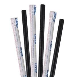 Aardvark® Giant Straw 0.292X10 IN Paper Black Wrapped 2400/Case