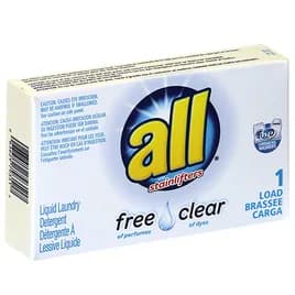 All Free Clear Unscented Laundry Detergent 1.6 OZ Liquid 100/Case