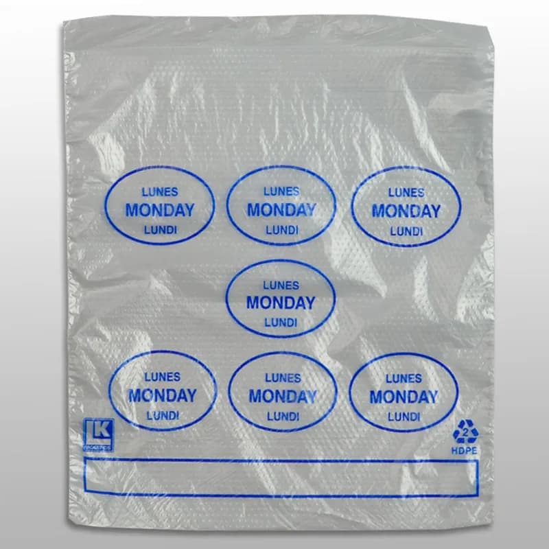 Bag 6.5X7+1.75 IN HDPE 0.5MIL Clear Blue Monday With Lip & Flip Closure Portion Bag Saddlepack Flat 2000/Case