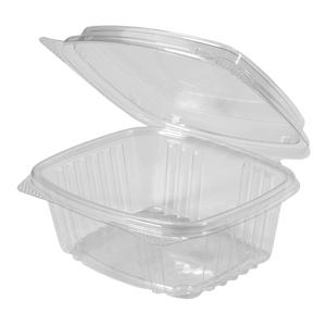 Deli Container Hinged With Dome Lid 12 OZ PET Clear Square 200/Case