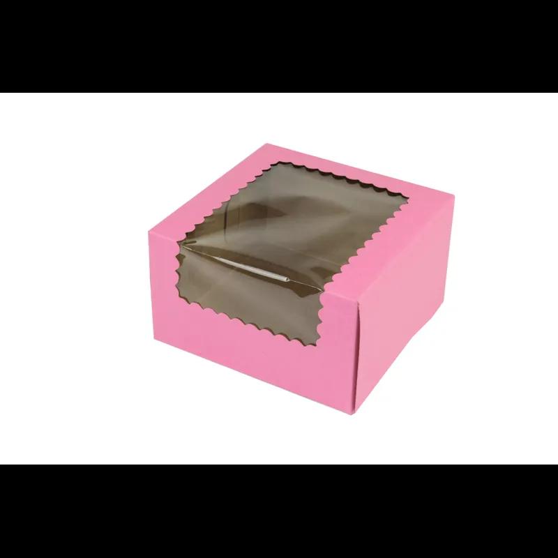 Bakery Box 7X7X4 IN Paperboard Strawberry Corner Lock 1-Piece With Window 200/Case