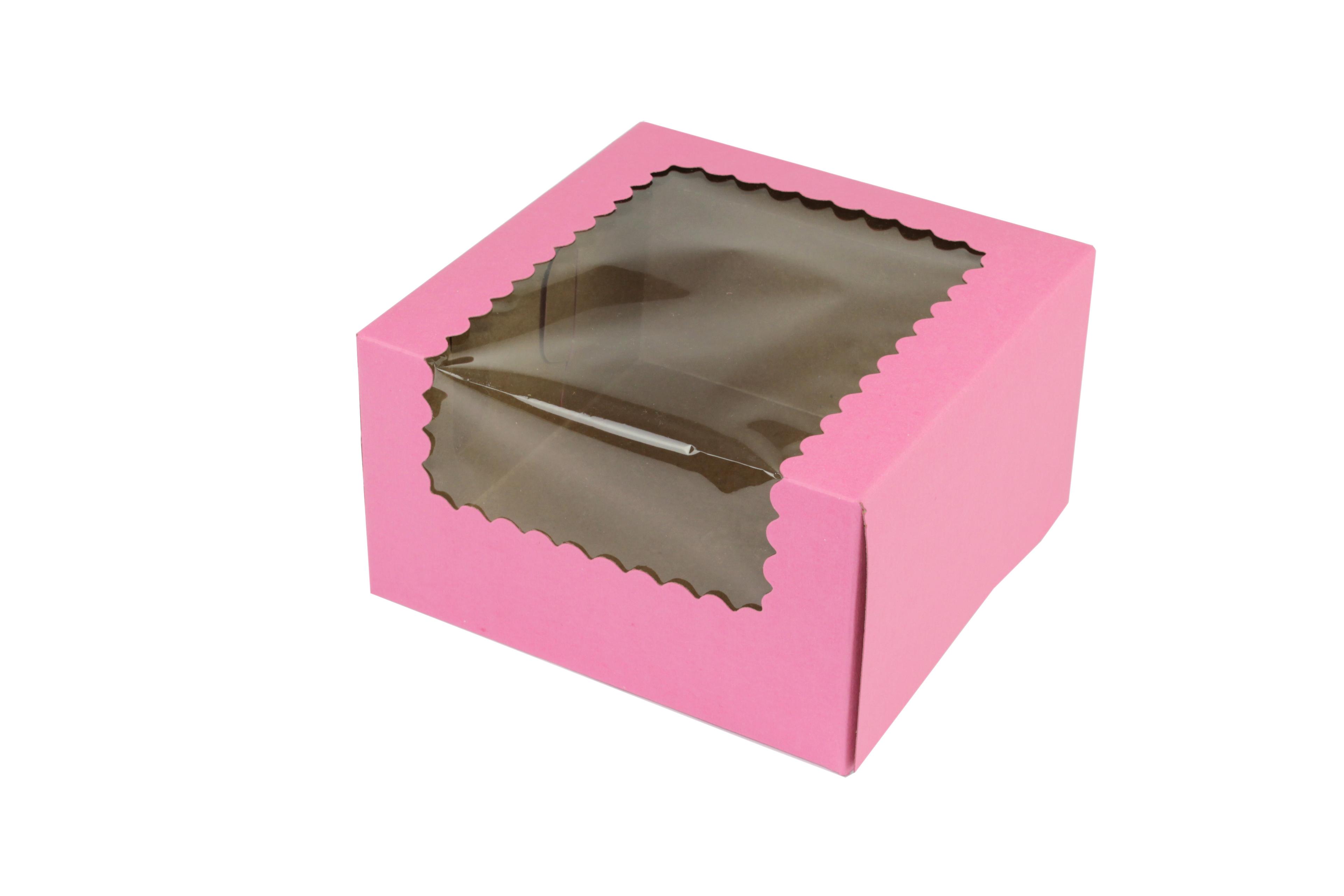 Bakery Box 7X7X4 IN Paperboard Strawberry Corner Lock 1-Piece With Window 200/Case