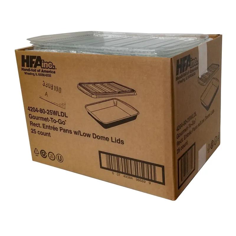 Take-Out Container Base & Lid Combo With Plastic Dome Lid 116 OZ Aluminum Black Gold Rectangle 25/Case