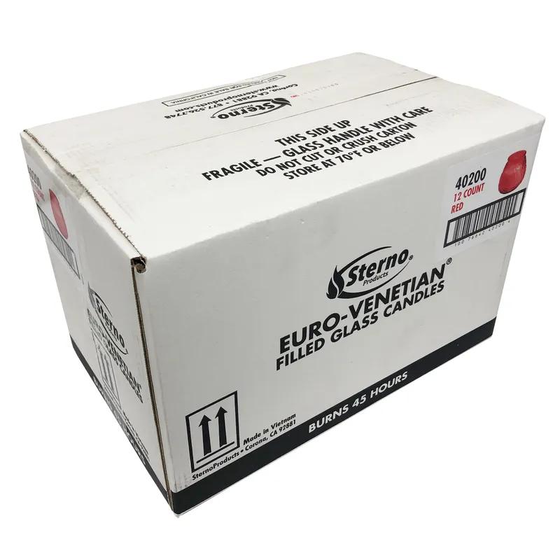 Candle 45-HR Glass Wax Red 12/Case