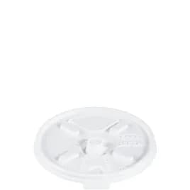 Dart® Lid Flat 3.57X0.39 IN HIPS White For 6-12 OZ Hot Cup Lock Tab Sip Through Lift Back 100 Count/Pack 10 Packs/Case