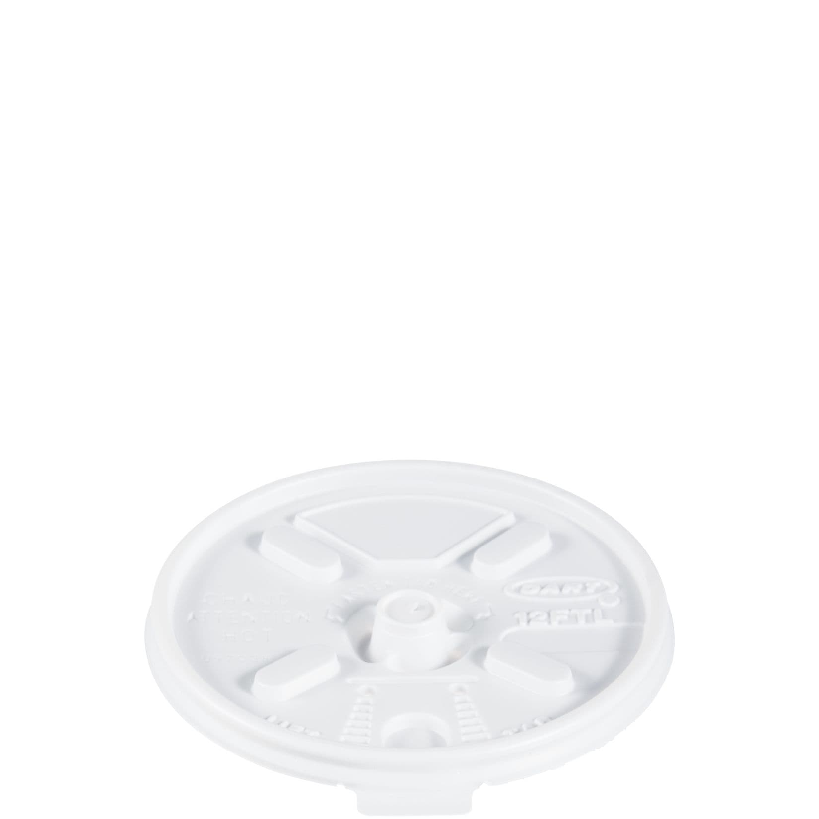 Dart® Lid Flat 3.57X0.39 IN HIPS White For 6-12 OZ Hot Cup Lock Tab Sip Through Lift Back 100 Count/Pack 10 Packs/Case