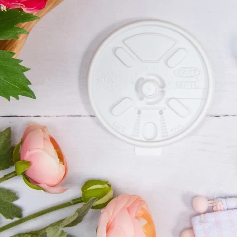 Dart® Lid Flat 3.57X0.39 IN HIPS White For 6-12 OZ Hot Cup Lock Tab Sip Through Lift Back 100 Count/Pack 10 Packs/Case