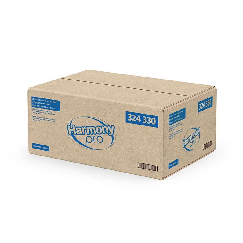 Harmony® Facial Tissue 8.3X7.4 IN 2PLY Tissue Paper White 100 Sheets/Pack 3000 Sheets/Case