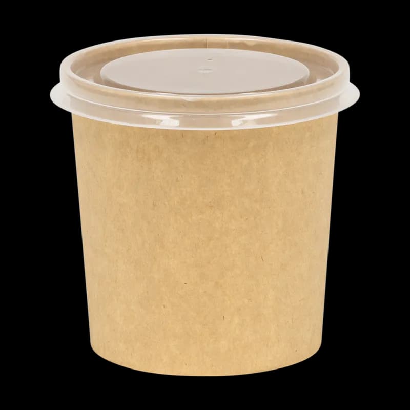 Soup Food Container Base 16 OZ Paperboard Kraft Tall Leak Resistant 500/Case