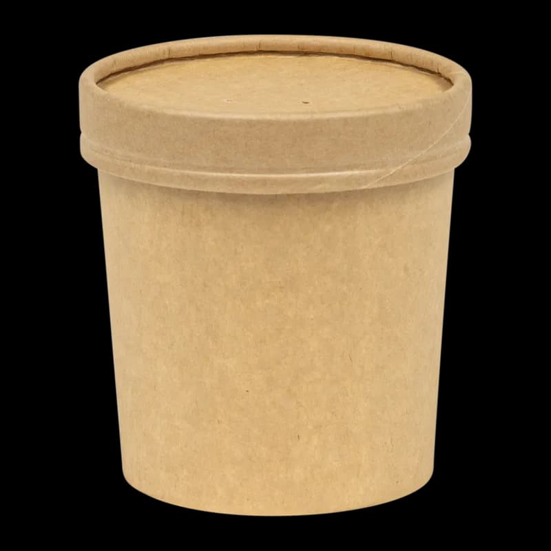 Soup Food Container Base 16 OZ Paperboard Kraft Tall Leak Resistant 500/Case