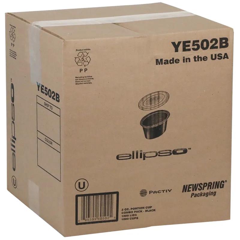 Souffle & Portion Cup Lid Combo 2 OZ PP Black Clear 1000/Case