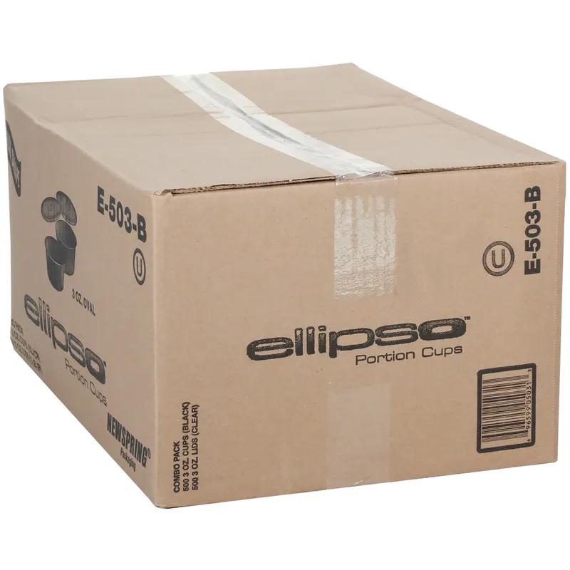 Souffle & Portion Cup Lid Combo 3 OZ PP Black Clear 500/Case