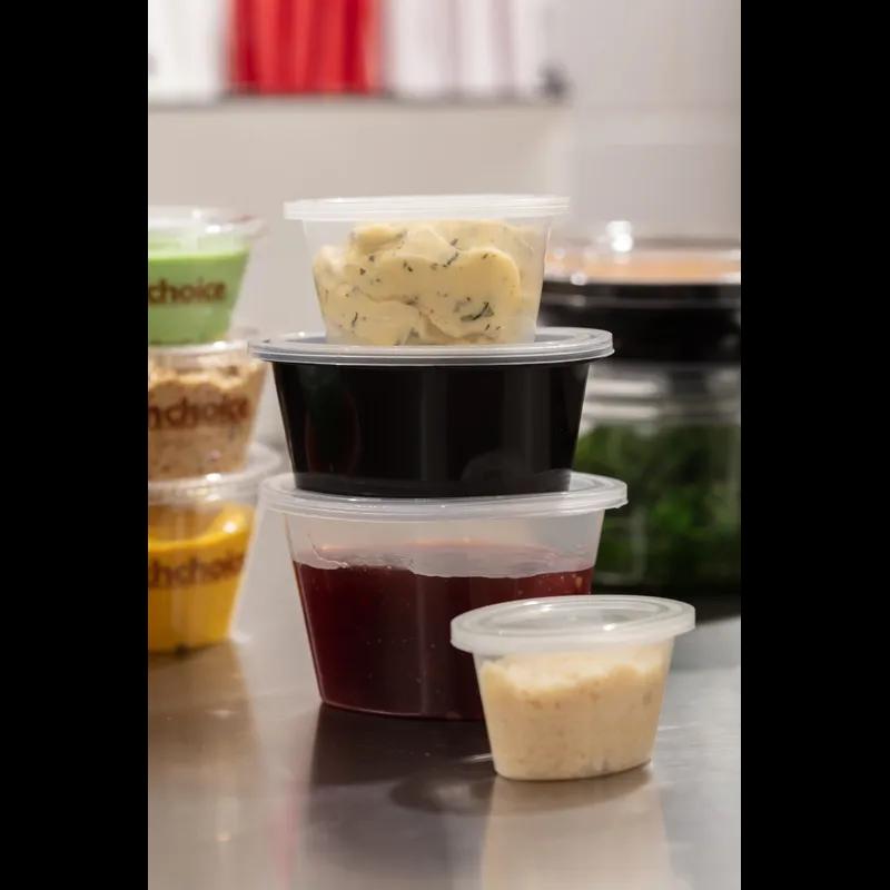 Souffle & Portion Cup Lid Combo 3 OZ PP Black Clear 500/Case