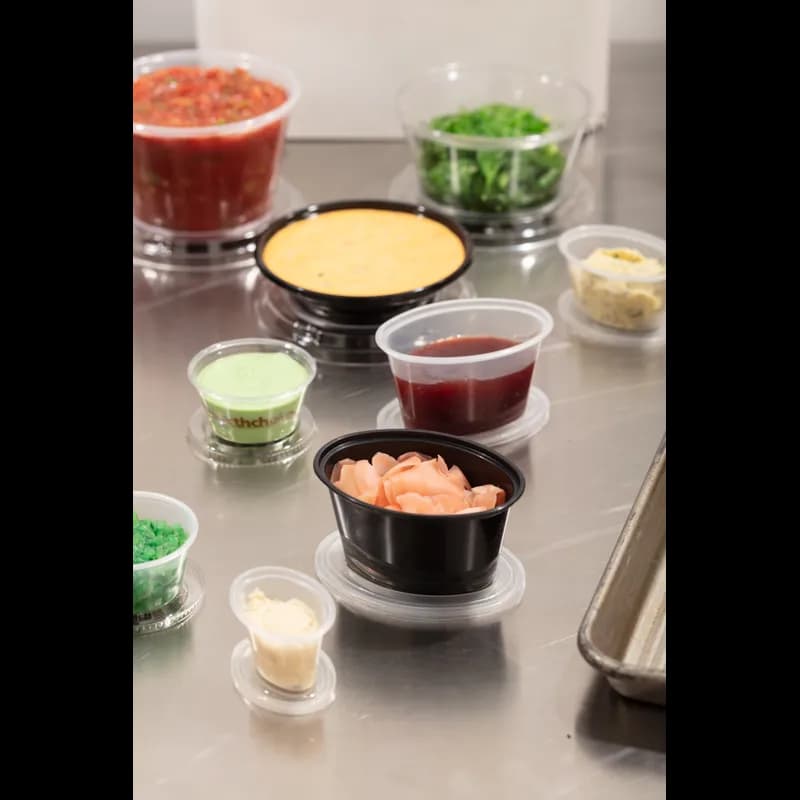 Souffle & Portion Cup Lid Combo 3 OZ PP Black Clear 500/Case