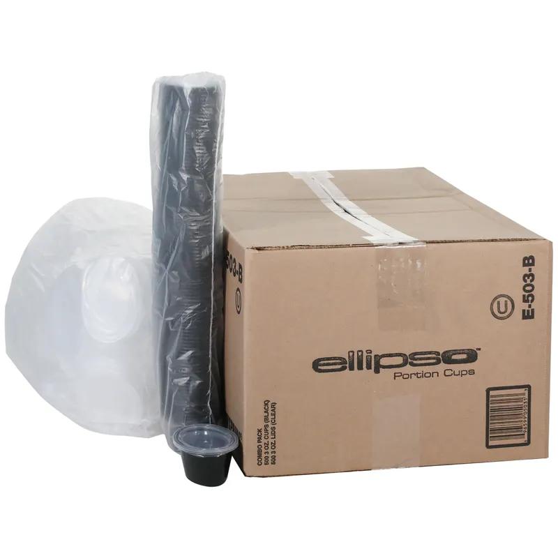 Souffle & Portion Cup Lid Combo 3 OZ PP Black Clear 500/Case