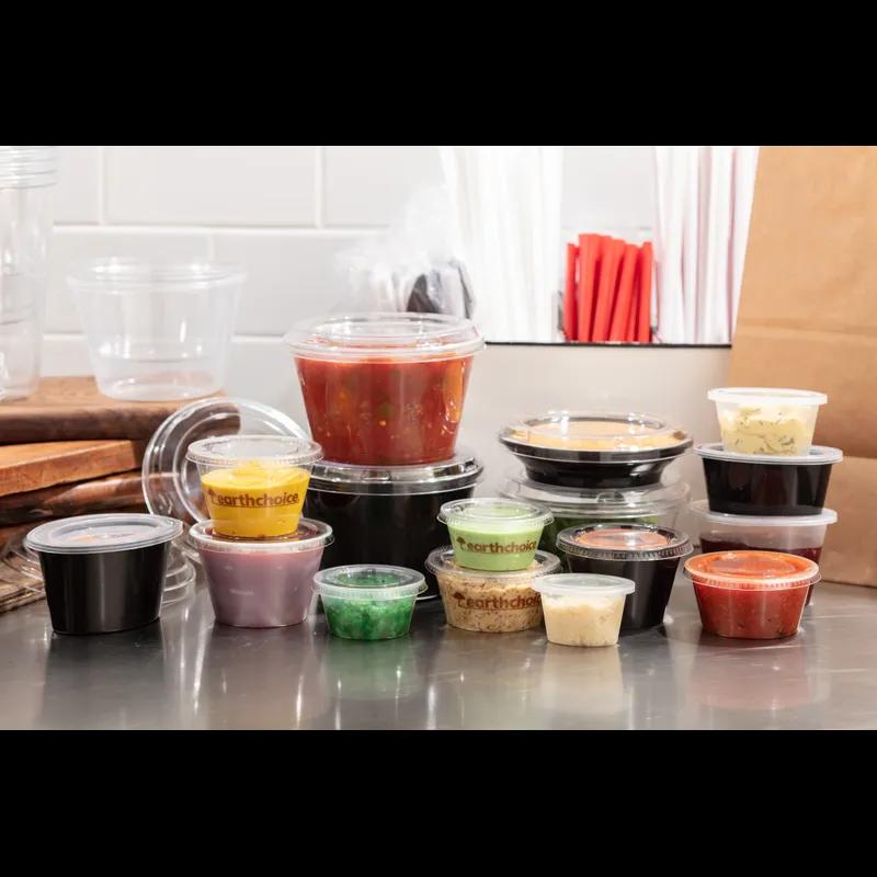 Souffle & Portion Cup Lid Combo 3 OZ PP Black Clear 500/Case