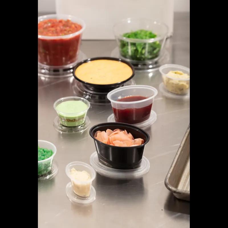 Souffle & Portion Cup Lid Combo 3 OZ PP Black Clear 500/Case