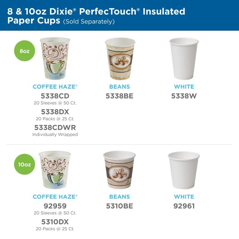 Dixie® Perfect Touch Hot Cup Insulated 8 OZ Double Wall Poly-Coated Paper White 1000/Case