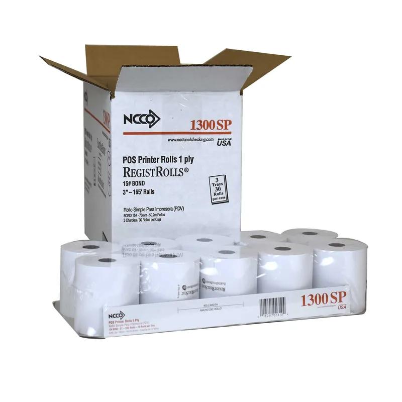 Register Tape Roll 3IN X165FT Paper 1PLY White Bond 50/Case