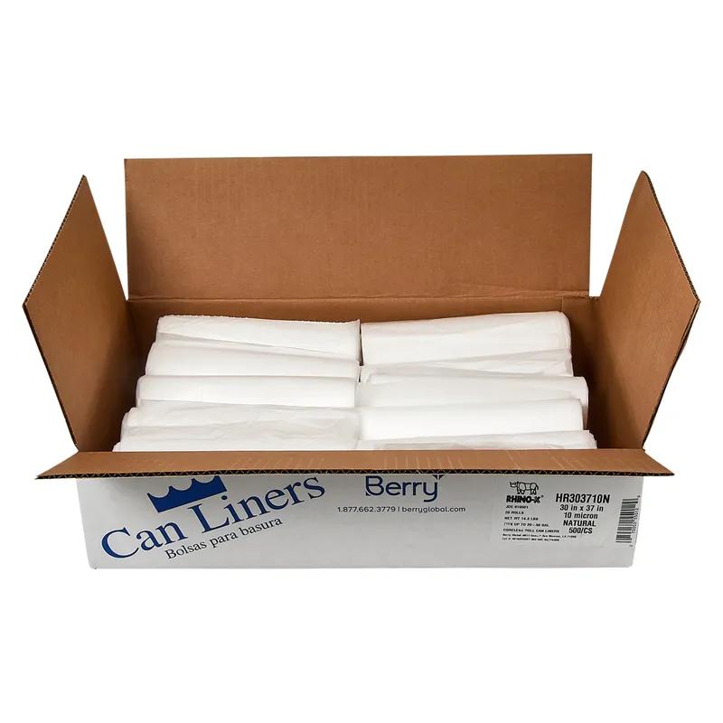 Rhino-X® Can Liner 30X37 IN Natural HDPE 10MIC Roll 500/Case