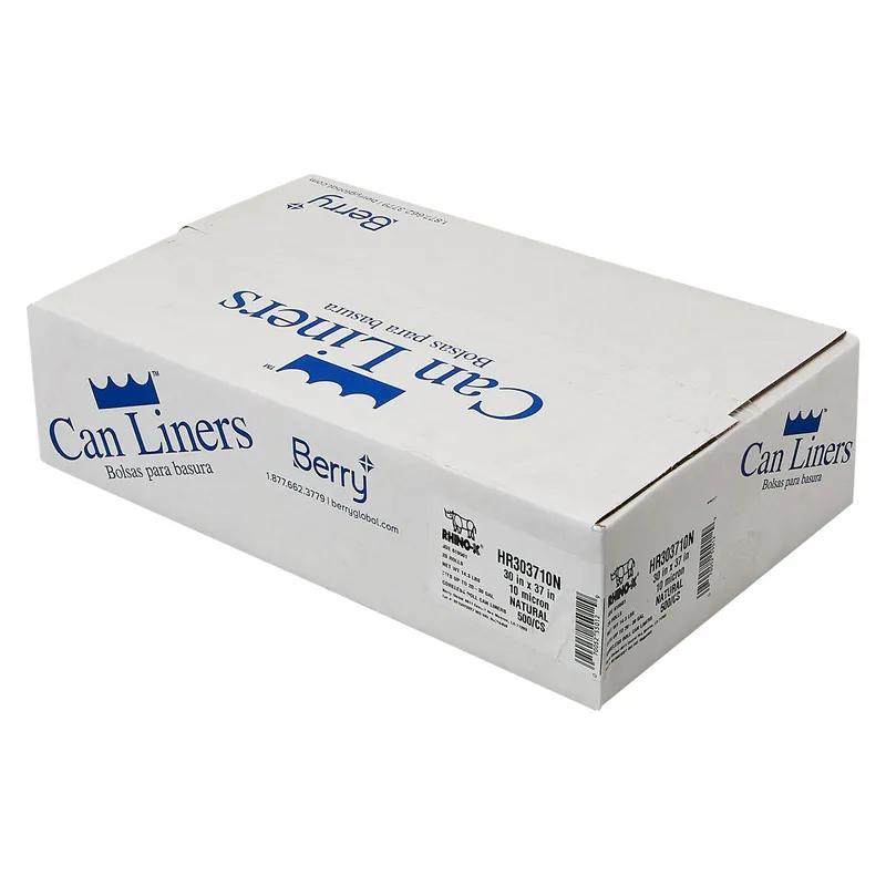 Rhino-X® Can Liner 30X37 IN Natural HDPE 10MIC Roll 500/Case