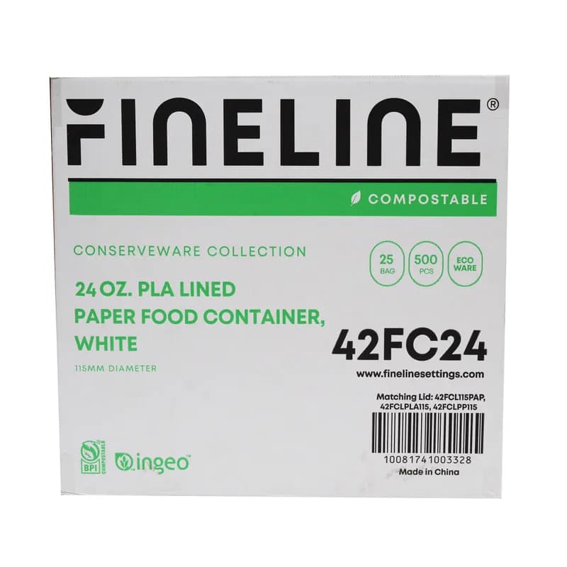 Conserveware Food Container 24 OZ Paper PLA 25 Count/Bag 20 Bags/Case 500 Count/Case