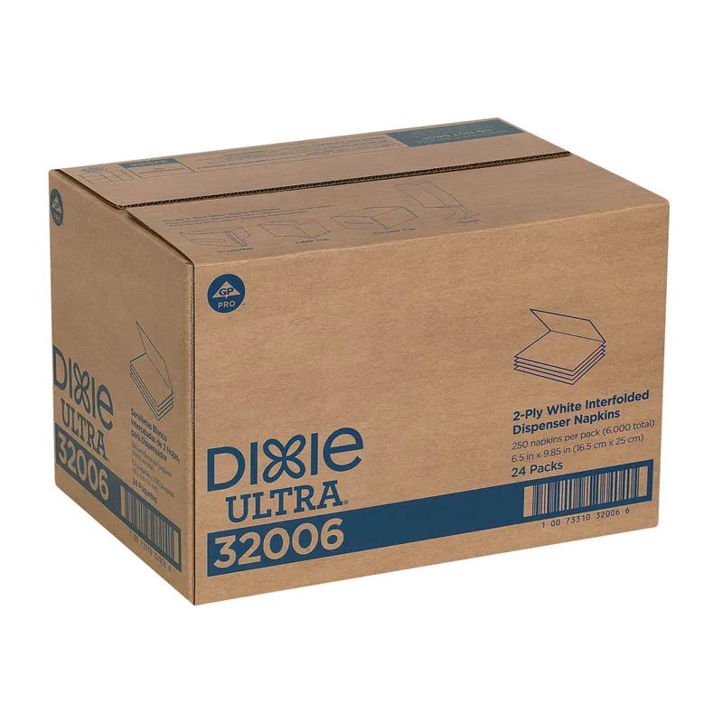 Dixie® Ultra Dispenser Napkins 9.9X6.5 IN White Paper 2PLY Interfold Refill 250 Count/Pack 24 Packs/Case 6000 Count/Case