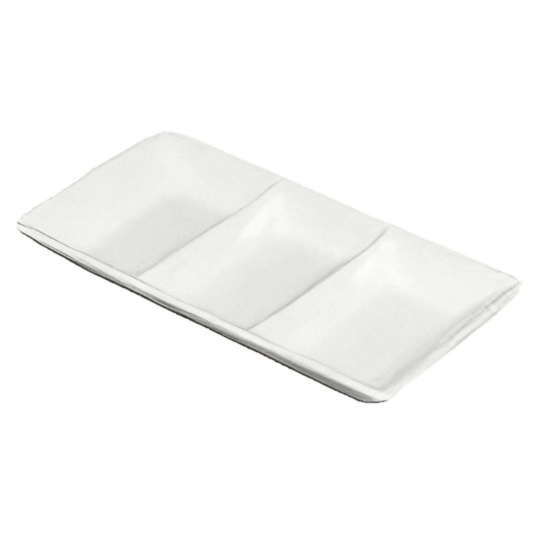 Sauce Dish 1.5 OZ 3 Compartment China Porcelain White 1/Each
