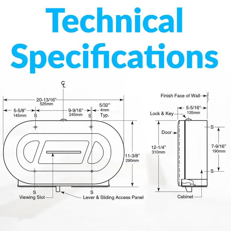 Toilet Paper Dispenser 20.81X11.38 IN Stainless 1/Each