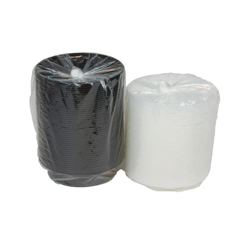 Take-Out Container Base & Lid Combo With Dome Lid 35 OZ PP Black Clear Round 150/Case