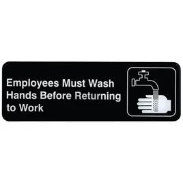Sign Must Wash Hands 9X3 IN PS Black White 1/Each