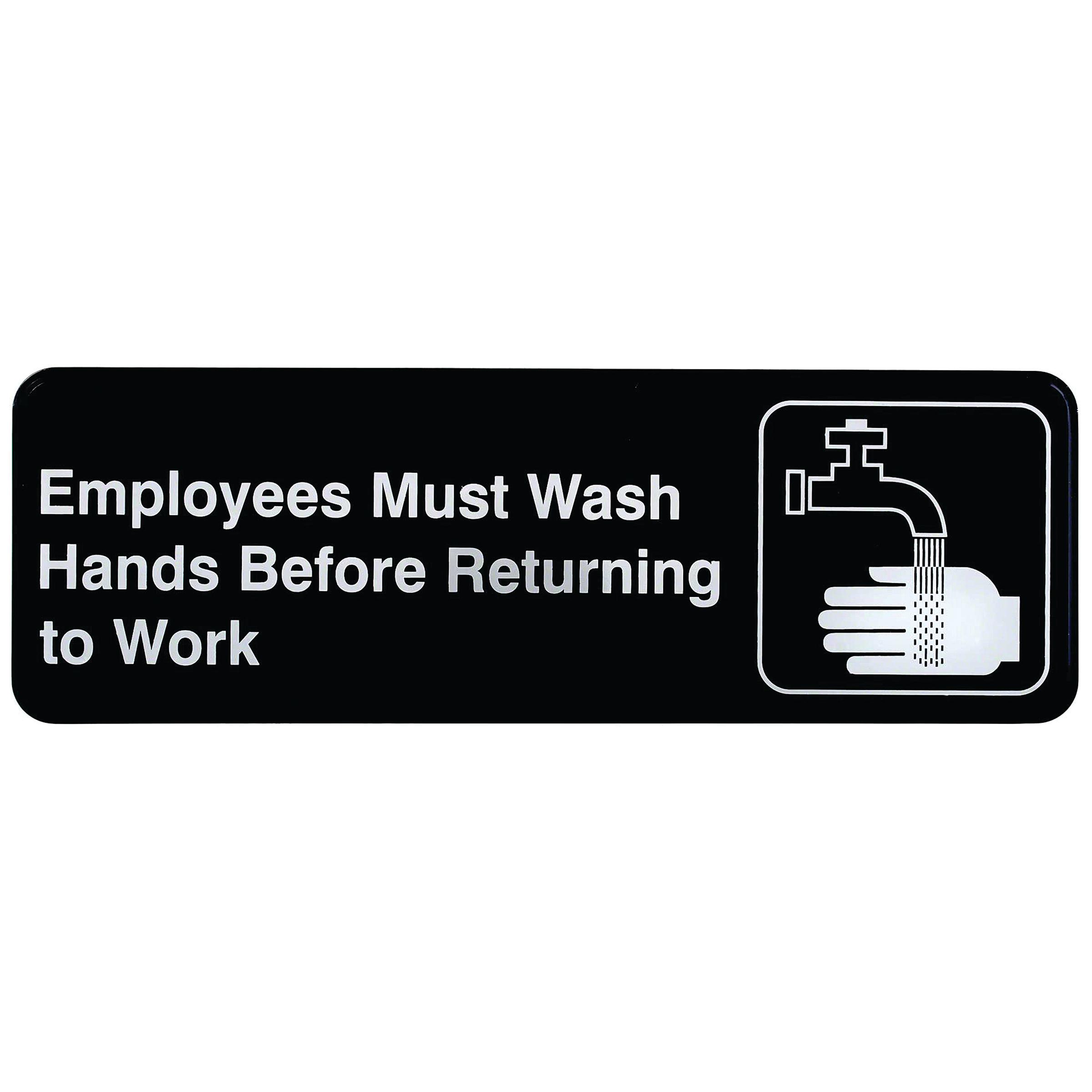 Sign Must Wash Hands 9X3 IN PS Black White 1/Each