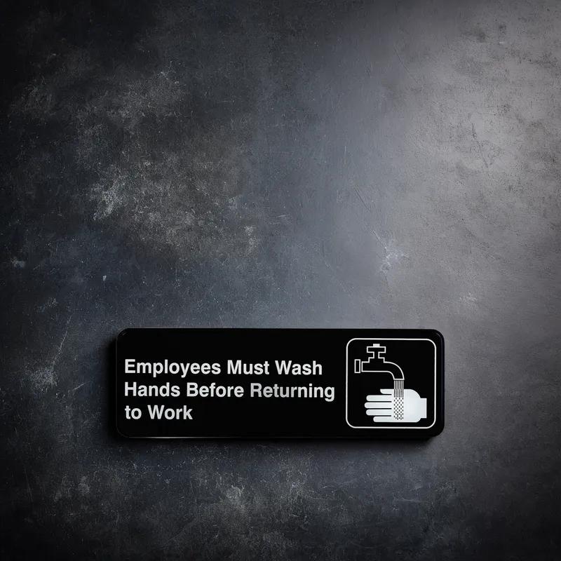 Sign Must Wash Hands 9X3 IN PS Black White 1/Each