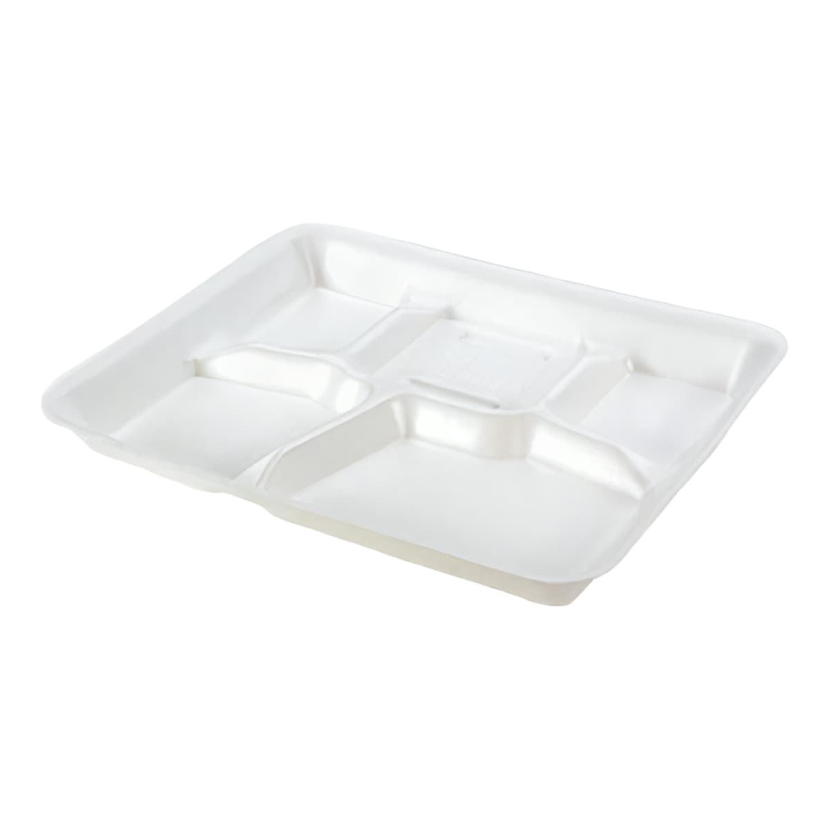 Cafeteria & School Lunch Tray 5 Compartment Polystyrene Foam White 500/Case