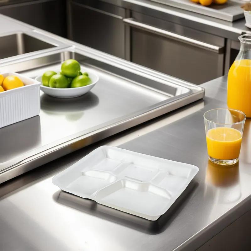 Cafeteria & School Lunch Tray 5 Compartment Polystyrene Foam White 500/Case