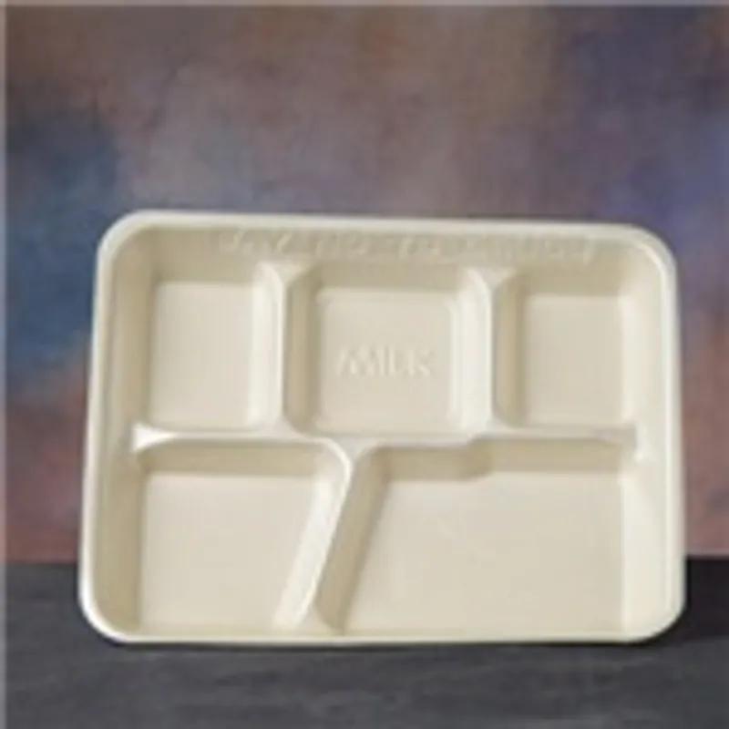 Cafeteria & School Lunch Tray 5 Compartment Polystyrene Foam White 500/Case