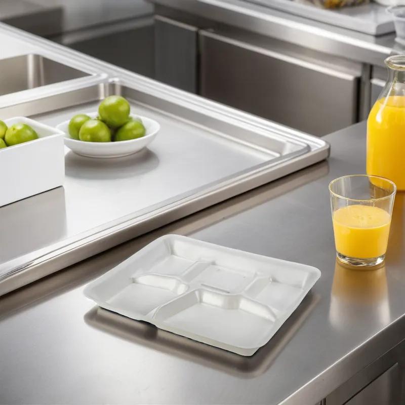 Cafeteria & School Lunch Tray 5 Compartment Polystyrene Foam White 500/Case