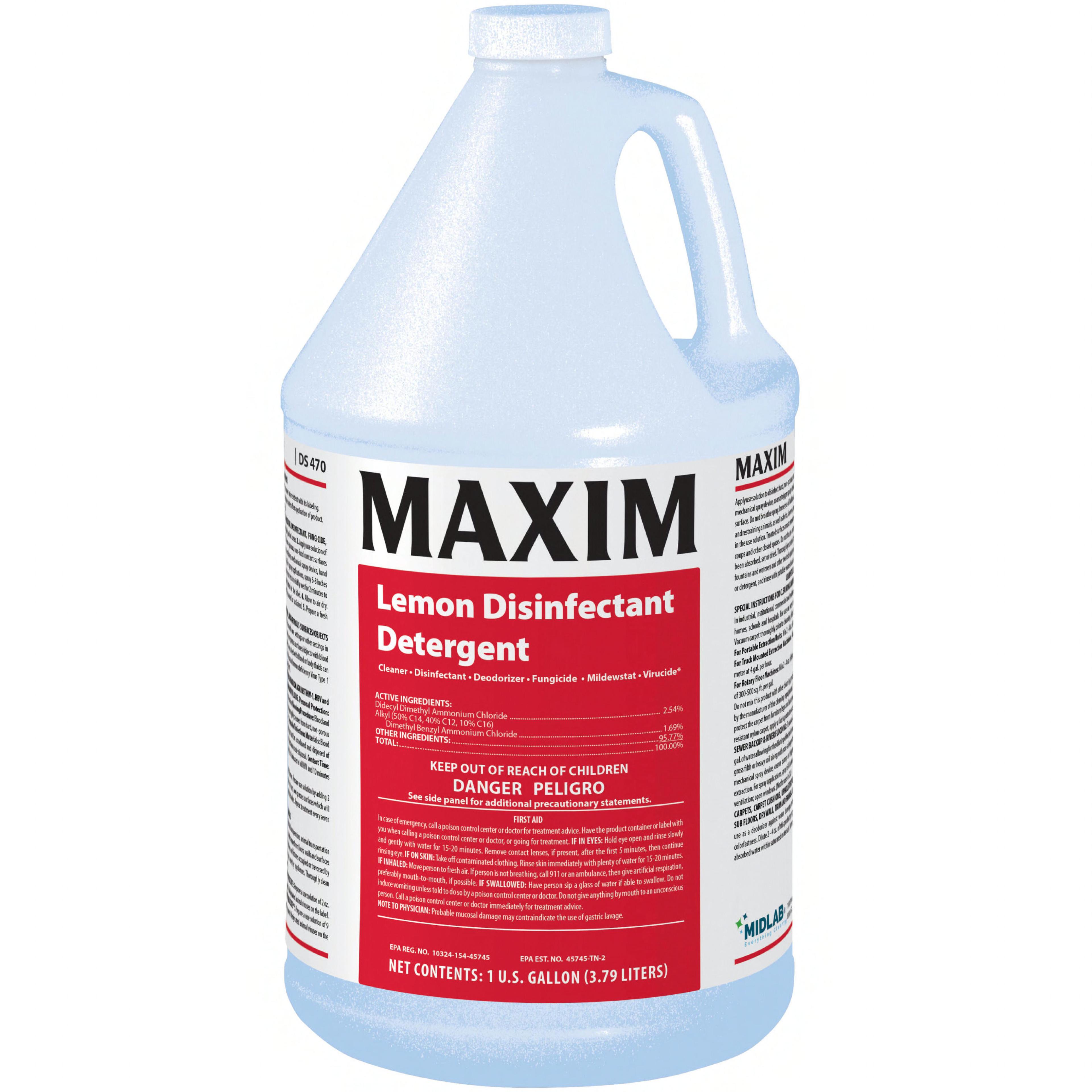 Maxim® Lemon One-Step Disinfectant 1 GAL Multi Surface Concentrate Fungicidal Mildewstat 4/Case