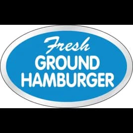 Fresh Ground Hamburger Meat Label 1.25X2 IN Silver White Blue Oval 500 Count/Roll 20 Rolls/Case 10000 Count/Case
