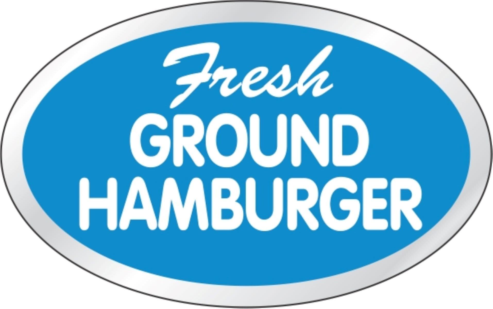 Fresh Ground Hamburger Meat Label 1.25X2 IN Silver White Blue Oval 500 Count/Roll 20 Rolls/Case 10000 Count/Case